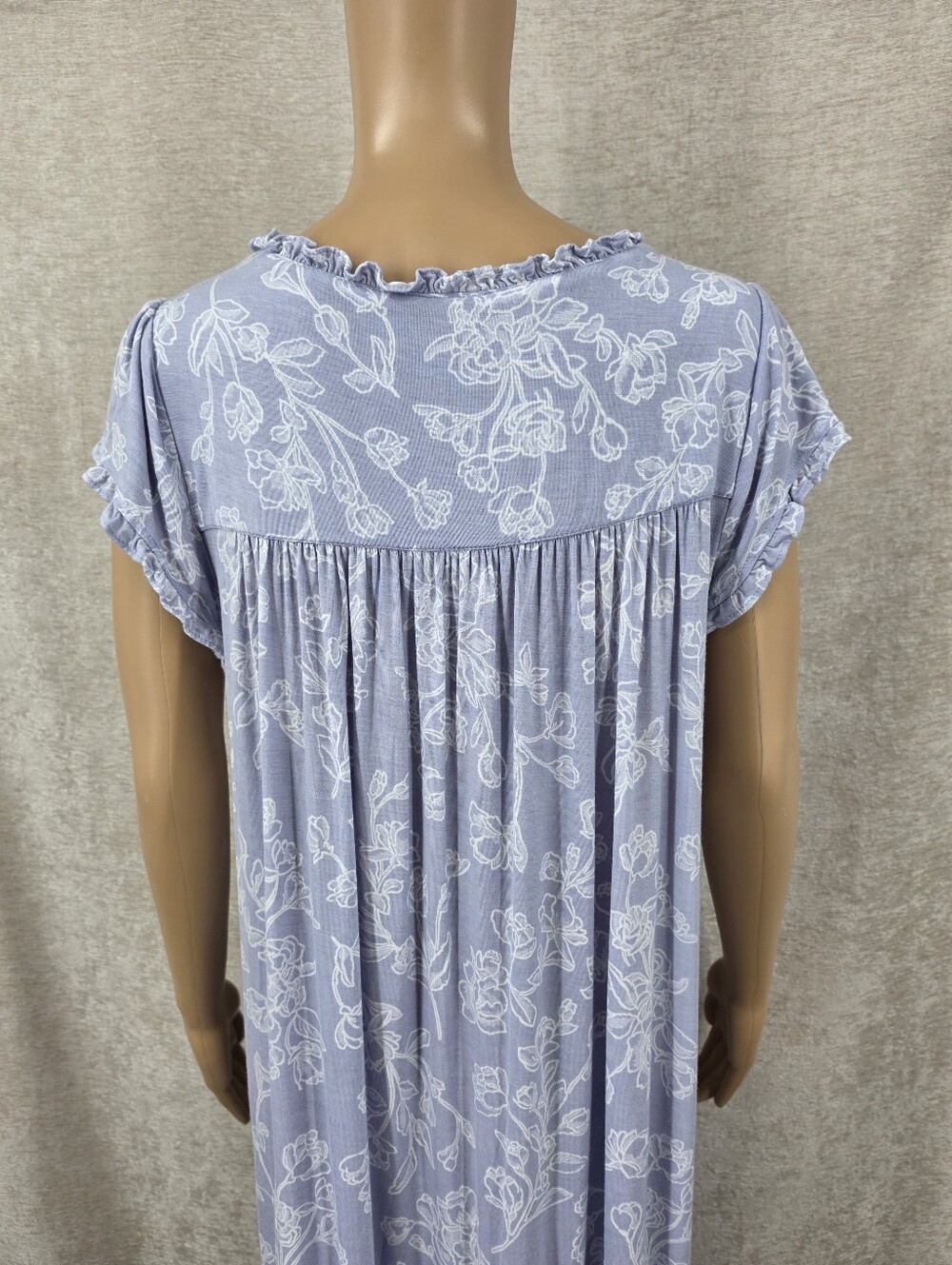 Eileen West Cornflower Toile Modal Jersey Cap Sleeve Waltz Nightgown - Picture 10 of 13